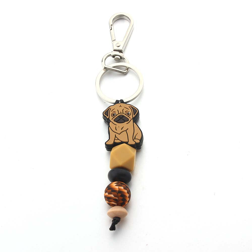 Wholesale Silicone Beaded Bracelet Dog Keychain Bag Pendant Small Accessories
